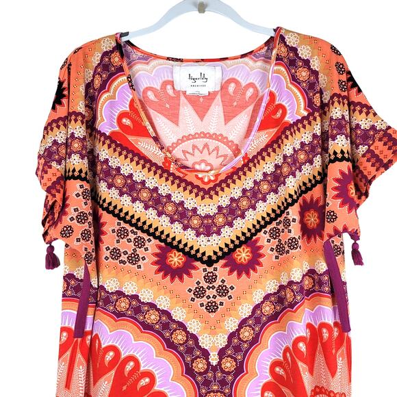 Tigerlily Archives Eastern Pink Sun Henna Inspired Swim Cover Up Dress, Large - Picture 7 of 8